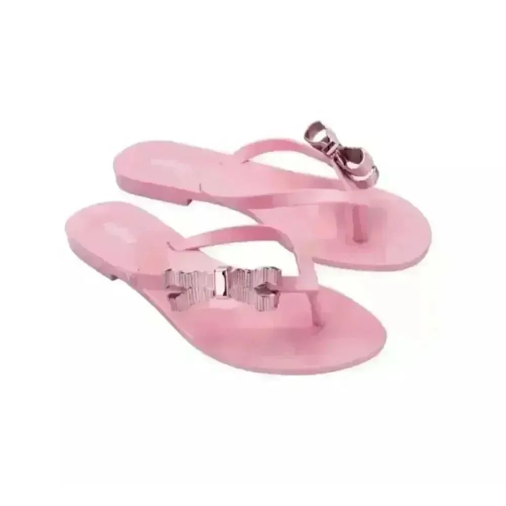 Mini Melissa Girls HARMONIC SWEET V AD Pink Thong Sandals Size 1/Eur 32